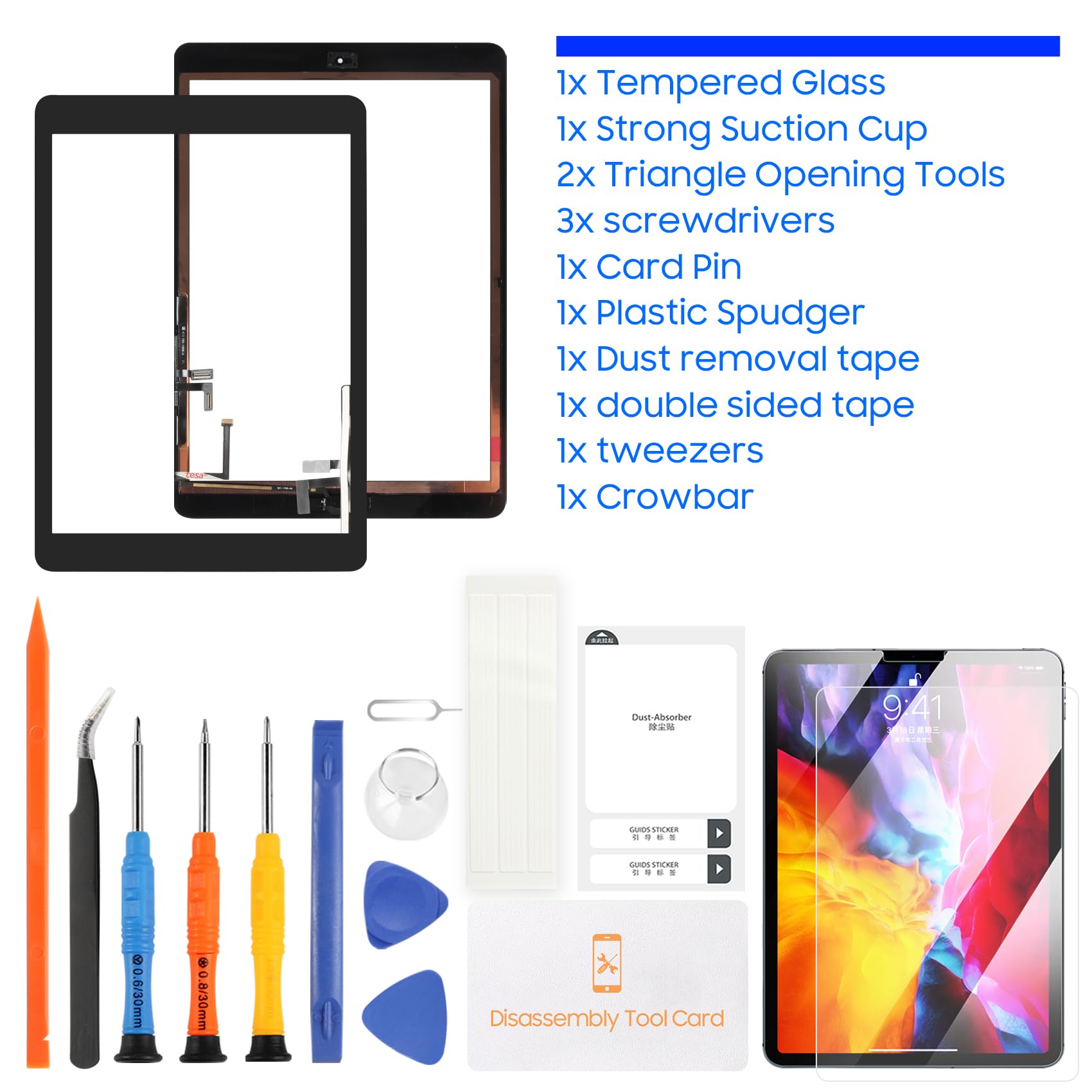 LADYSON Touchscreen per iPad Air 1 1st 9.7 2013 Digitizer Schermo per iPad 5 A1474 A1475 A1476 Touch Screen Sostituzione Kit de Riparazione con Home Buttone (Non LCD Display) (White)