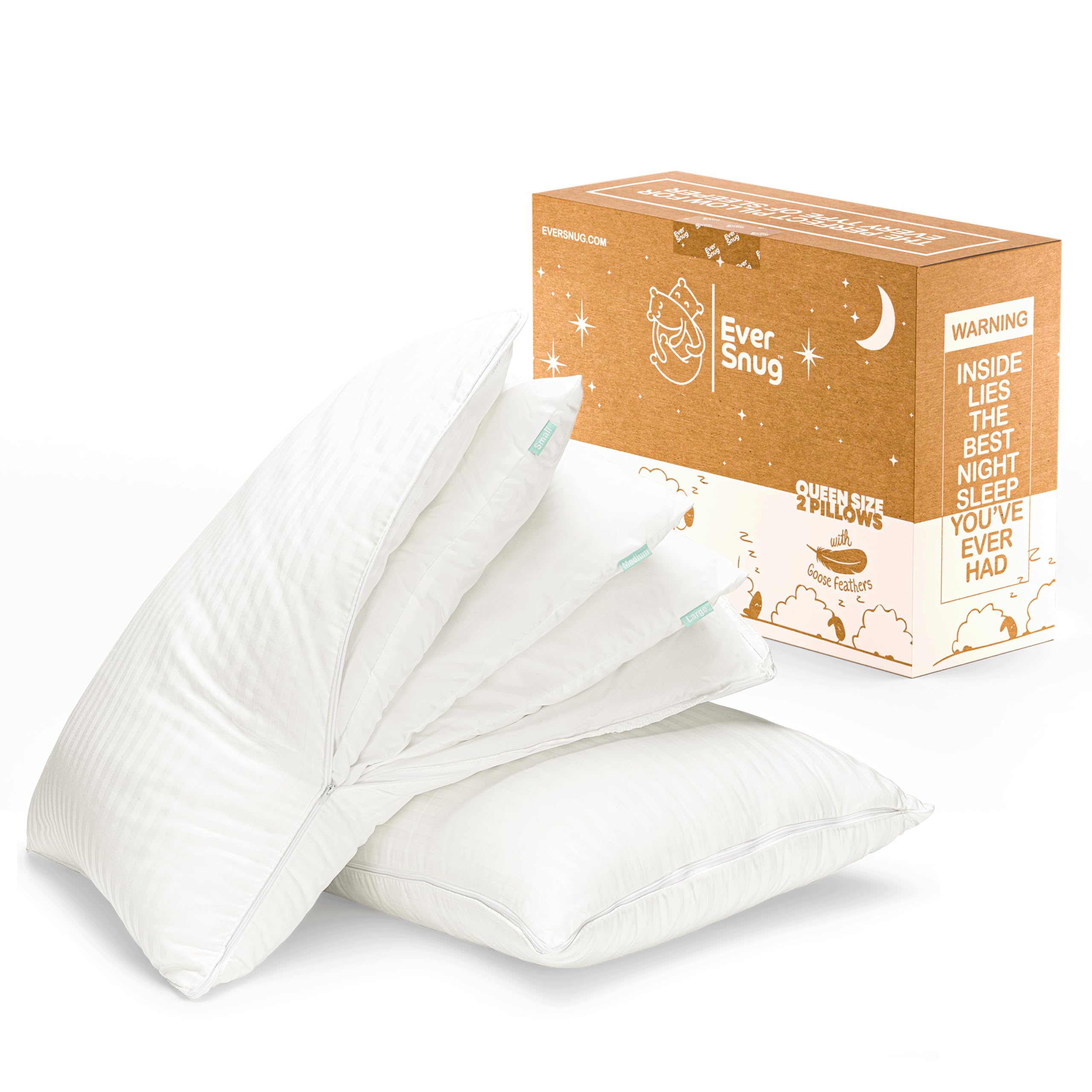 EverSnug Adjustable Layer Luxury Set of 2 Pillows for Side Front Back Sleepers Cooling Hotel Pillows with 3