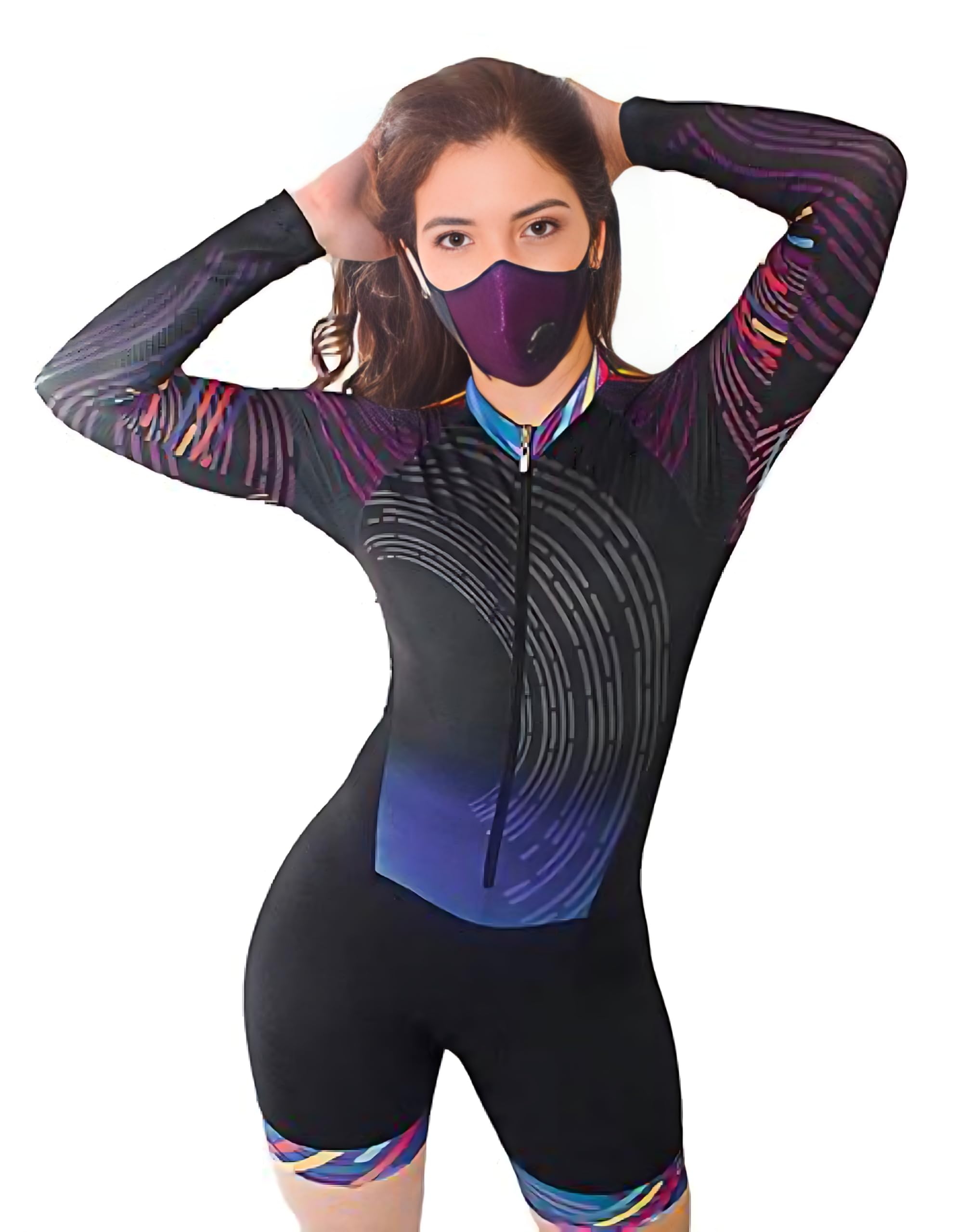 Tuta da triathlon da donna, a maniche lunghe, da ciclismo, tuta da triathlon, taglie XS-3XL, Multicolore 5., XX-Large