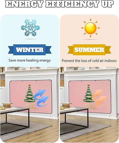 Miniatura 4 de Funda magnética de Navidad para chimenea de 36 x 27 pulgadas, manta decorativa para chimenea, cubierta aislante para pérdida de calor, para