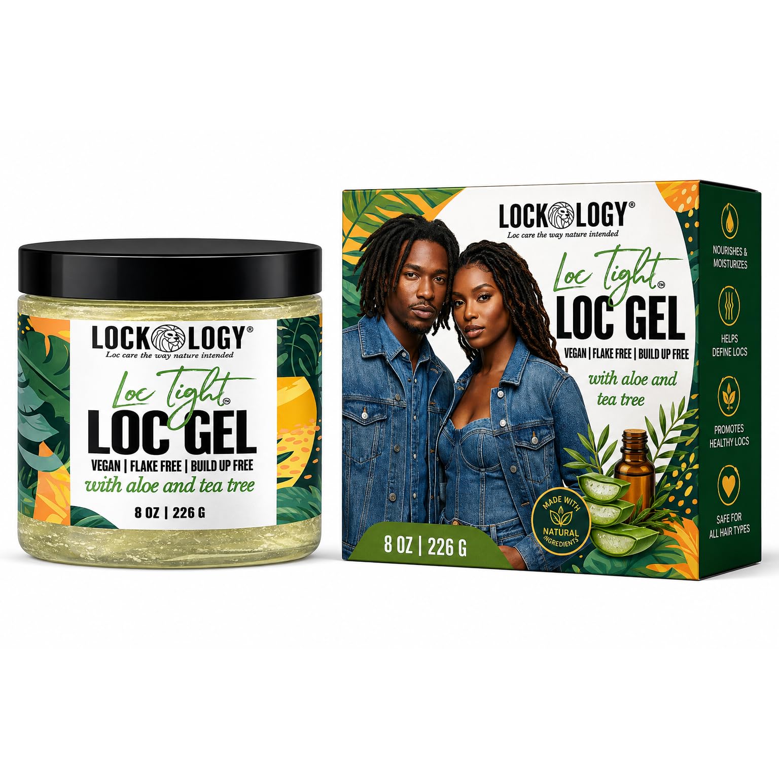 Gel for Loc Retwist, Organic Aloe & Tea Tree, No Build Up or Residue, All Natural & Made In The USA, Best for Dreadlocks Hair Care, Hair Styling Gel, Afro-Textured Hair, Gel, 16 oz Tea Tree 8 Ounce (Pack of 1)