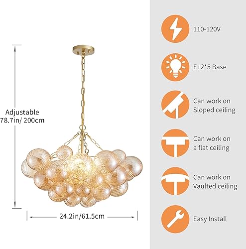 Miniatura 8 de Saint Mossi 22047 - Candelabros de burbujas, lámpara de diseño moderno, perfecto para el espacio vital, 20 x 38 pulgadas de alto, 5 enchufes GU10,