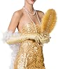 CROWN GUIDE Gold Ostrich Feather Fan Wedding Bridal Bouquets for Bride Metal Hand Held Fan Great Gatsby 1920s Flapper Accessories for Women Bridgerton Tea Party Decorations