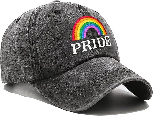 Heucapc Gorra de béisbol LGBT bordada, diseño de arco iris, gorra de béisbol de orgullo ajustable, para hombres y mujeres