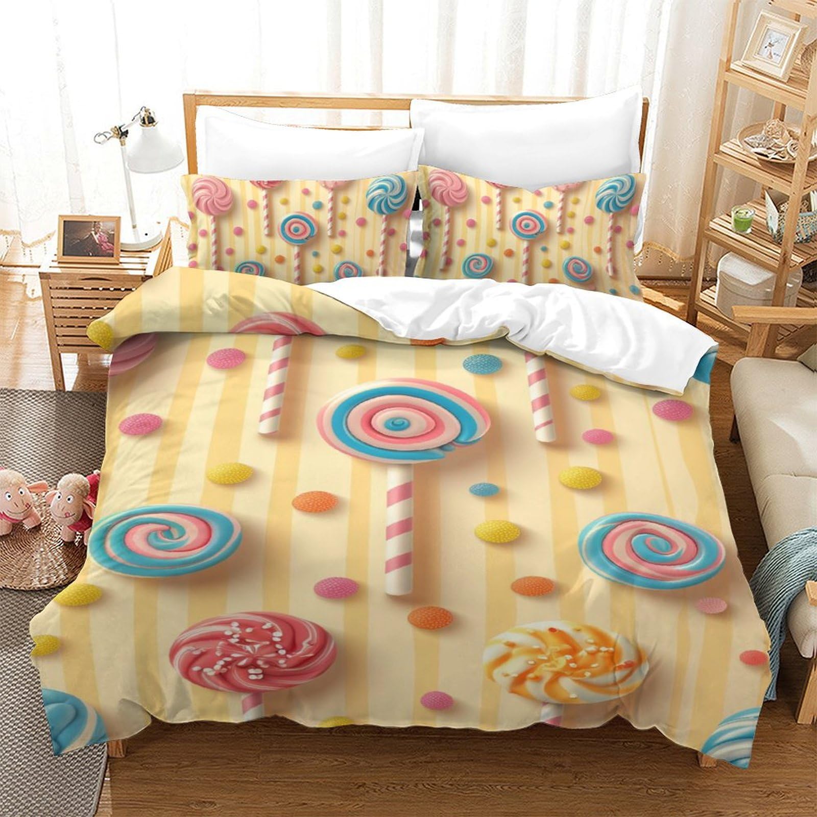 Housse de couette lollipop 140x200cm pour colorer la chambre d'enfant