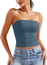 WVONIF Haut Court Sexy de Couleur Unie pour Femme, Haut Tubulaire sans Bretelles, débardeur Dos Nu sans Manches Chemises Boutonnées pour Femmes Confortables