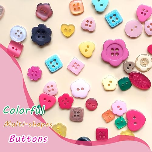 Miniatura 20 de 600-700 botones redondos de resina de varios tamaños para manualidades, costura, bricolaje, pintura manual de botones, botones de adorno hechos a