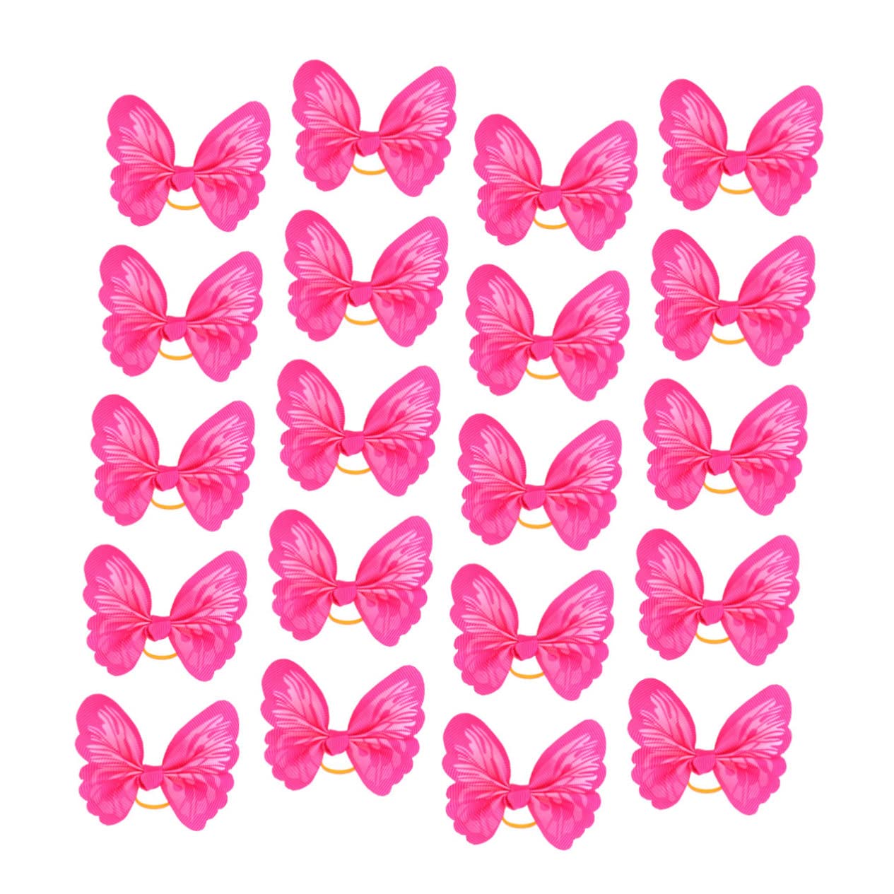 Toyvian 20 Pcs Pet Hair Rope Elastic Butterfly Hair Bands for Dogs Puppies Chic Headdress Accessories Rosy for Everyday Wear Special Occasions