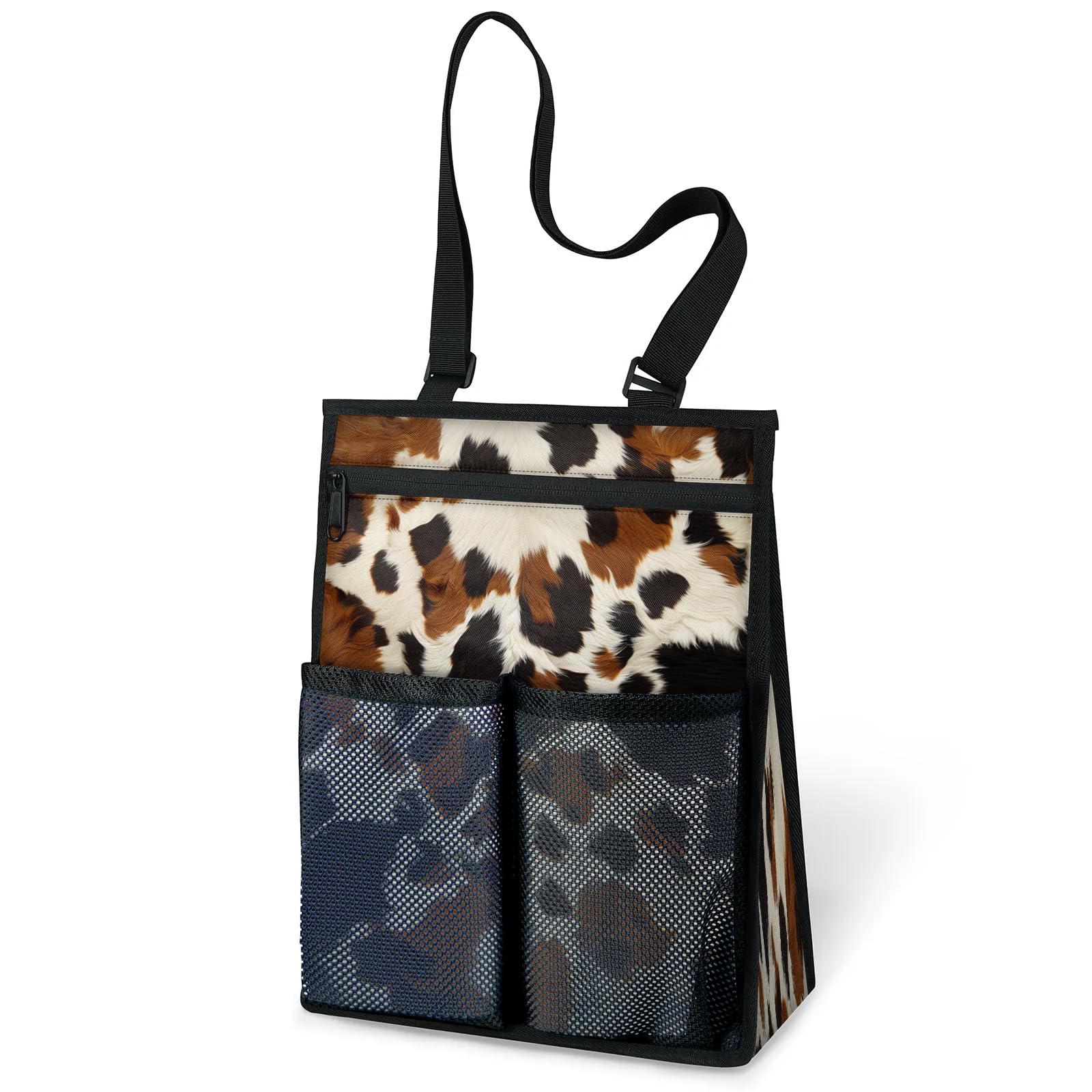Ourtheme Animal Cow Print Portable Shower Bag for Travel Gym Camp Beach Tote Shower Caddy Bags Hanging Toiletry