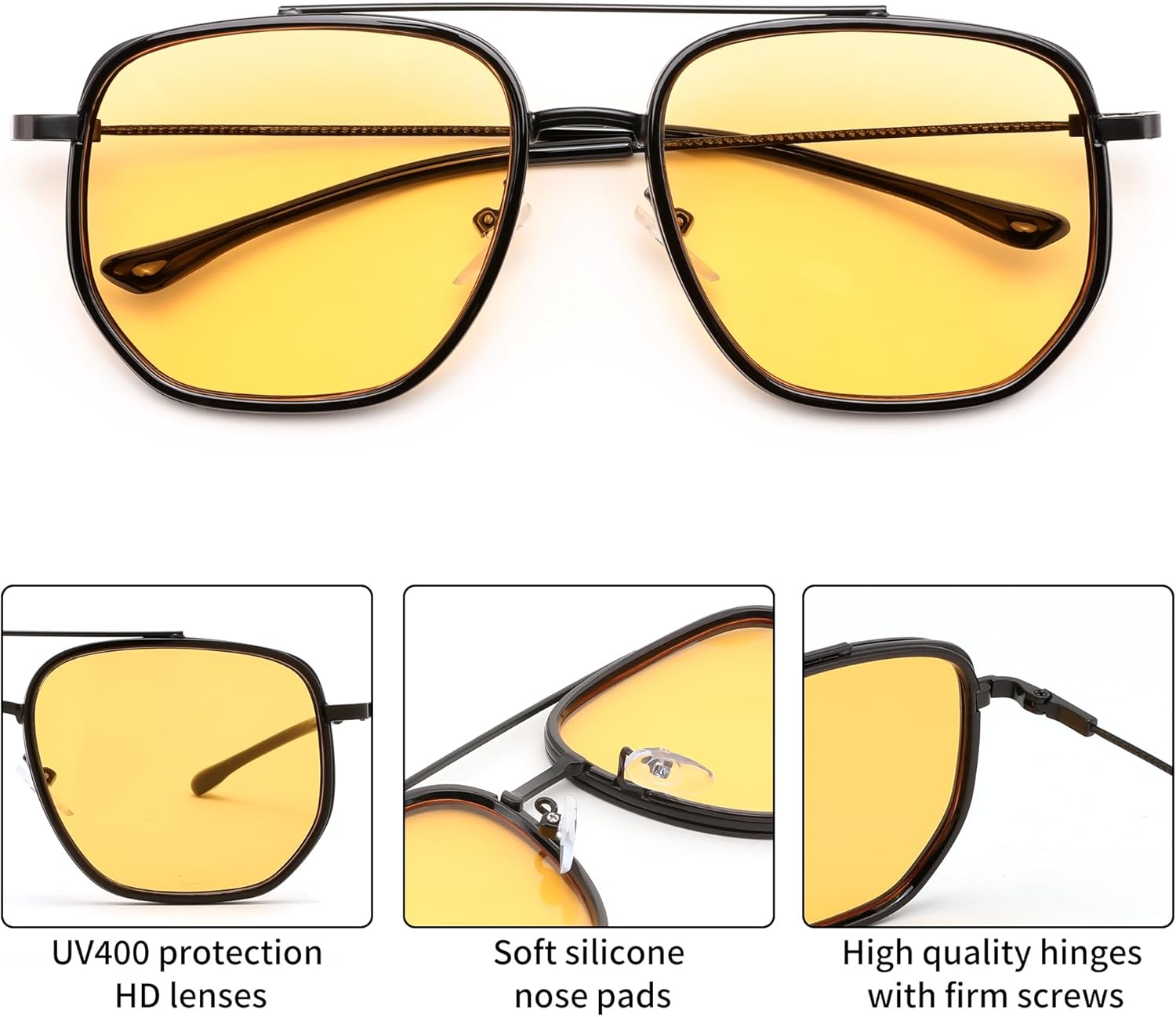 FEISEDY Retro Aviator Sunglasses for Women Men Vintage Classic Square Metal Frame Sun Glasses Trendy Shades B0371 - Image 4