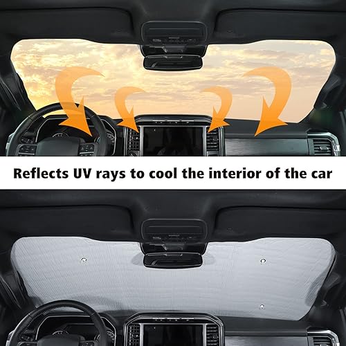 Miniatura 4 de RT-TCZ Parasol para parabrisas con reflector de rayos UV, visera para camiones Ford F150 F250 F350 2021 2022