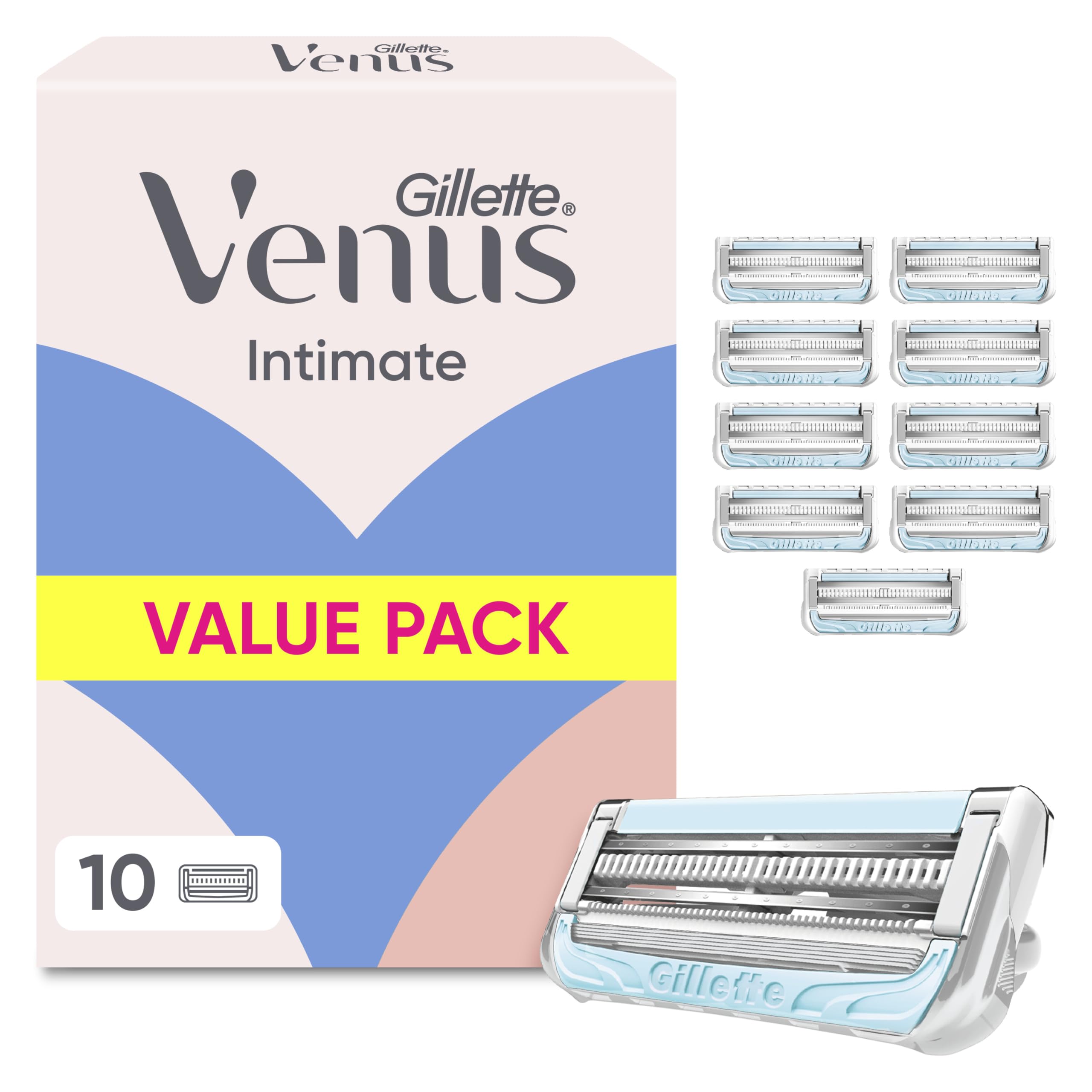 Gillette Venus Intimate Rasierklingen 10 Original Ersatzklingen Hellblau Damenrasierer mit Aloe Vera Nassrasierer