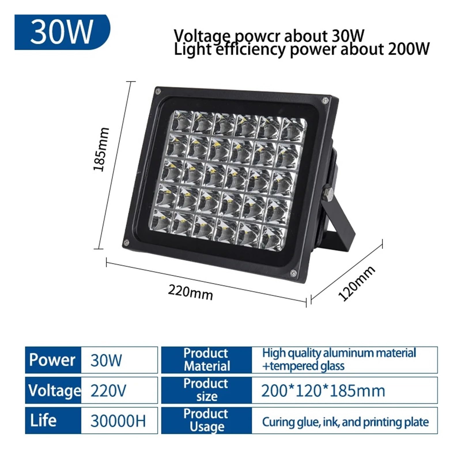 Lampa twardości UV Drukarka 3D 365NM 7W Żywica PCB Naprawa Lampa UV LED Zielony olej Ręczna robota DIY Utwardzanie