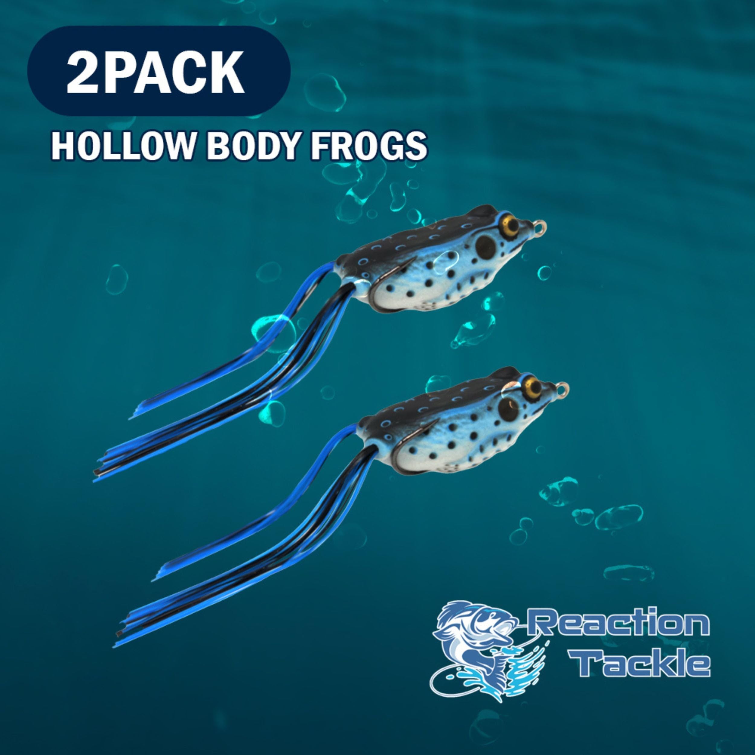 Reaction Tackle Hollow Body Frogs - Weedless Topwater Frog Lure for Largemouth Bass, Snakehead and Pike - 2.5-Inch Soft Plastic Hollow Body Lures for Heavy Cover (2-Pack)