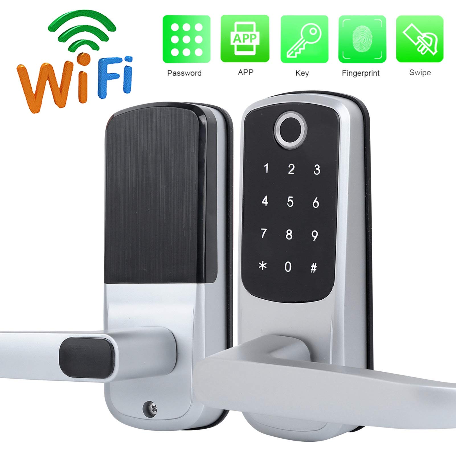 Tyenaza WiFi Smart Lock Fingerabdruck Passwort Karte Fernentriegelung Touchscreen mit mechanischem Schlüssel für TUYA