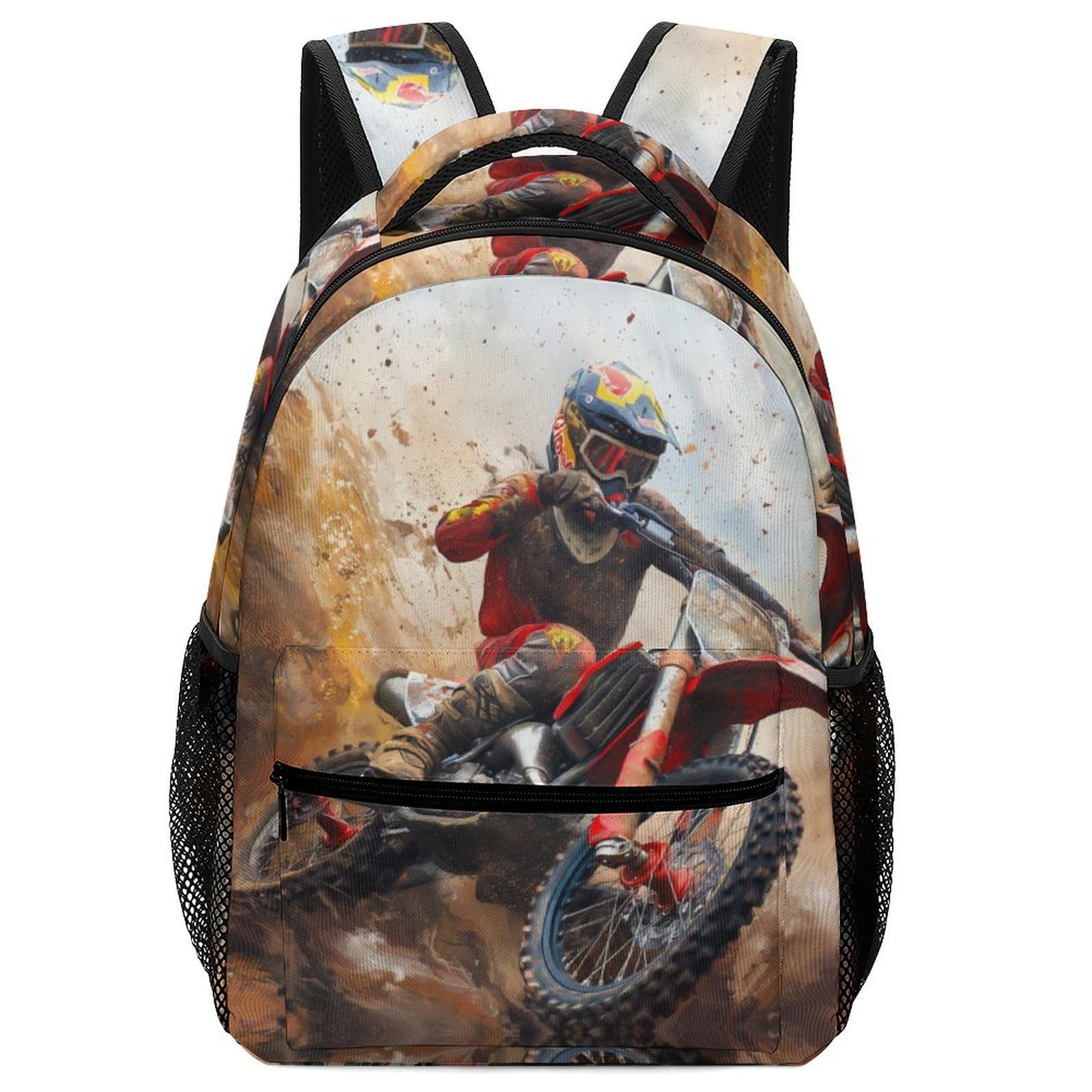 Moto de cross Mochilas De Viaje Transporte Morral Con Bolsillos Laterales Mochila Escuela Para Colegio Viaje Cámping Primaria Pequeña Guardería Mochila One Size