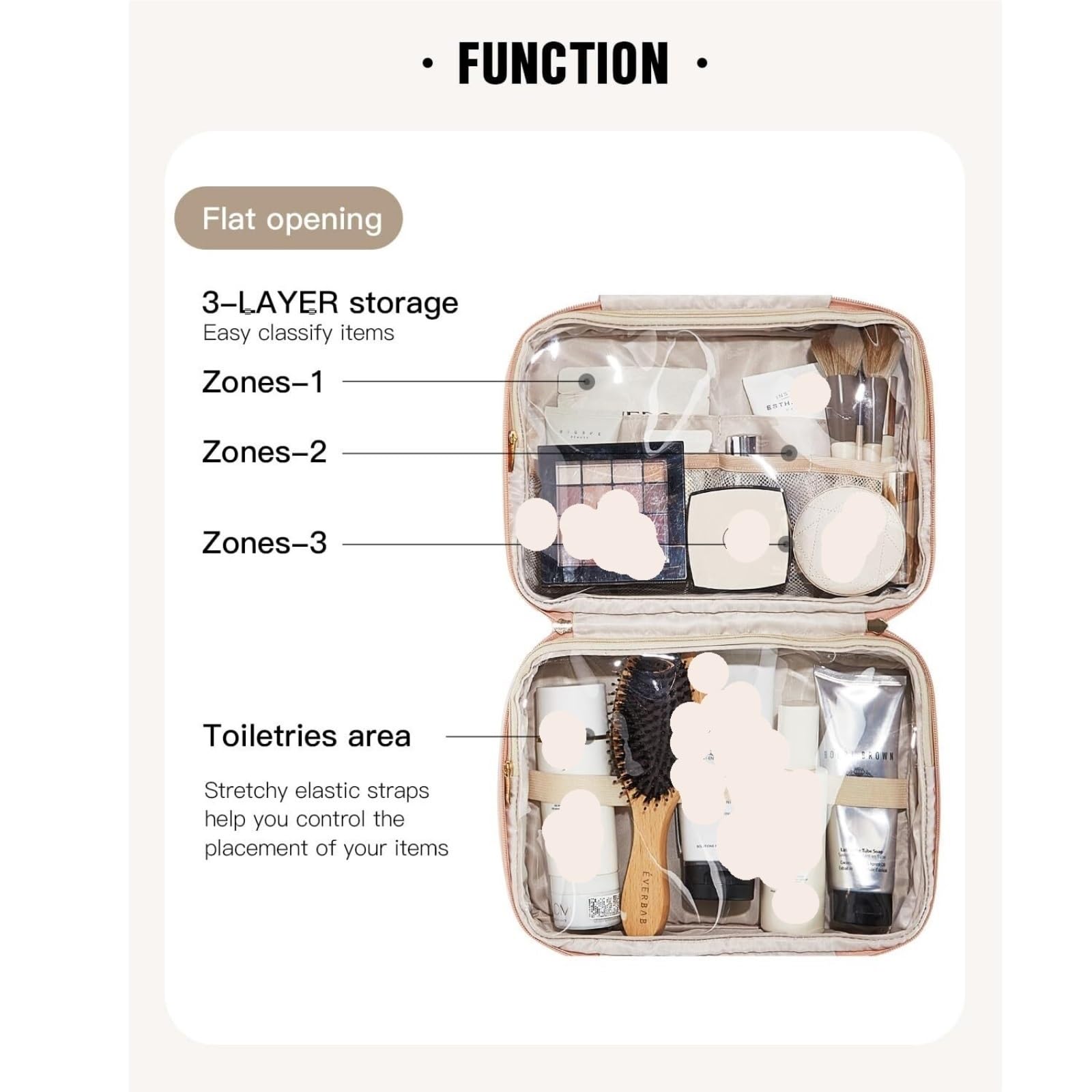 Porta Trucchi Pochette Trucchi Borsa Da Toilette Da Viaggio Borsa Da Toilette Da Donna Impermeabile Da Appendere Borsa Portatile For Cosmetici E Trucco Trousse Trucchi Donna(A)