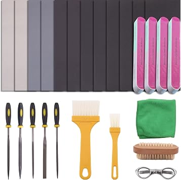 26Pcs Resin Casting Tool Set, Resin Sanding Polishing Pad Kit, Include Sanding Blocks/ 240#-5000# Sanding Paper/Files/Scissors/Cleaning Brushes for Polishing Epoxy Resin Supplies
