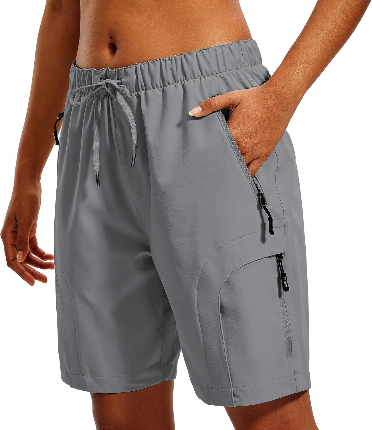Bermuda Cargo Hiking Shorts for Women - Womens Long Golf Short Casual Zipper Pockets