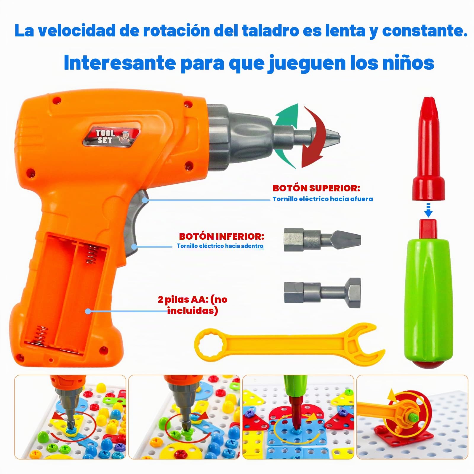 Juguetes Niños 3 Años Herramientas Juguete Puzzles 3D Construccion para Niños Manualidades Niño con Taladro Eléctrico Mosaicos Juegos Educativos Niño 3 4 5 6 Años Regalos Juegos de Mesa, 223 Pcs