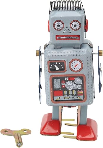 Yosoo Juguetes coleccionables vintage, juguetes retro, hojalata retro, robot, mecánico, para caminar, para decoración de fotos, cumpleaños, sorpresa