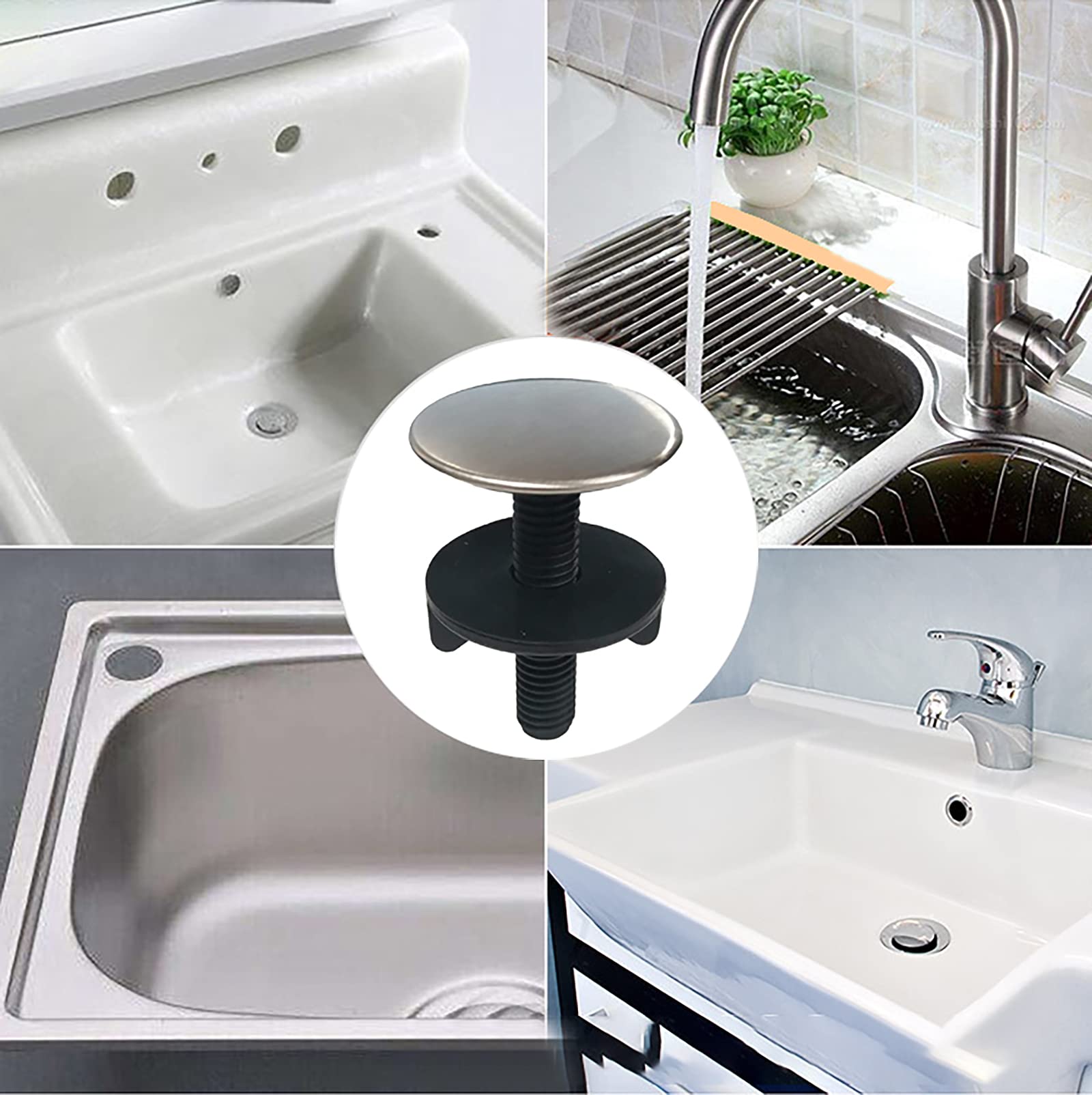 2 Pieces Kitchen Faucet Hole Cover Sink Tap Hole Plate Stopper Cover Brushed