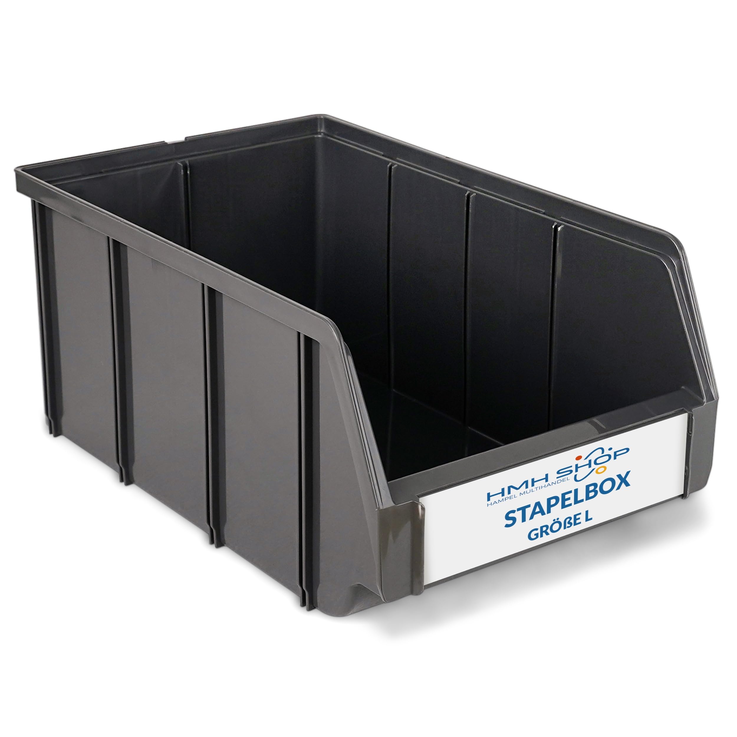 HMH 4x Stapelboxen Größe L Werkstatt Garage Keller Sichtlagerboxen 335x209x152mm Lagerboxen ANTHRAZIT Sichtlagerkästen Kleinteile Aufbewahrung