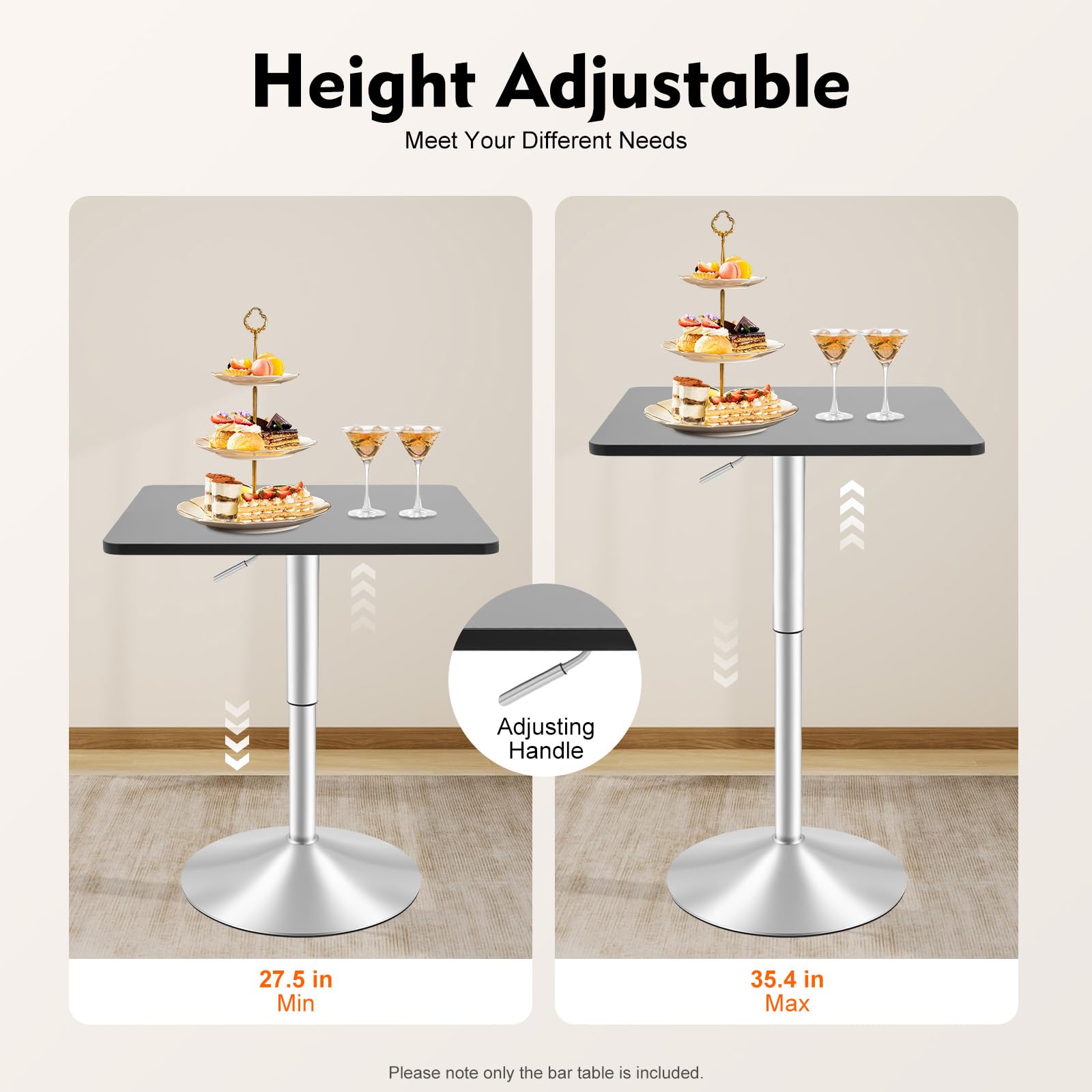Amazon.com: Square Bar Table,360° Swivel Table Top Adjustable 24