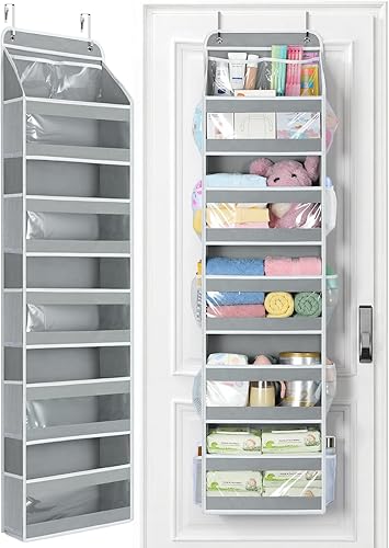 Miniatura 11 de Yecaye Organizador de 6 niveles sobre la puerta con contenedor desmontable, organizador para colgar en la puerta con ventanas transparentes,