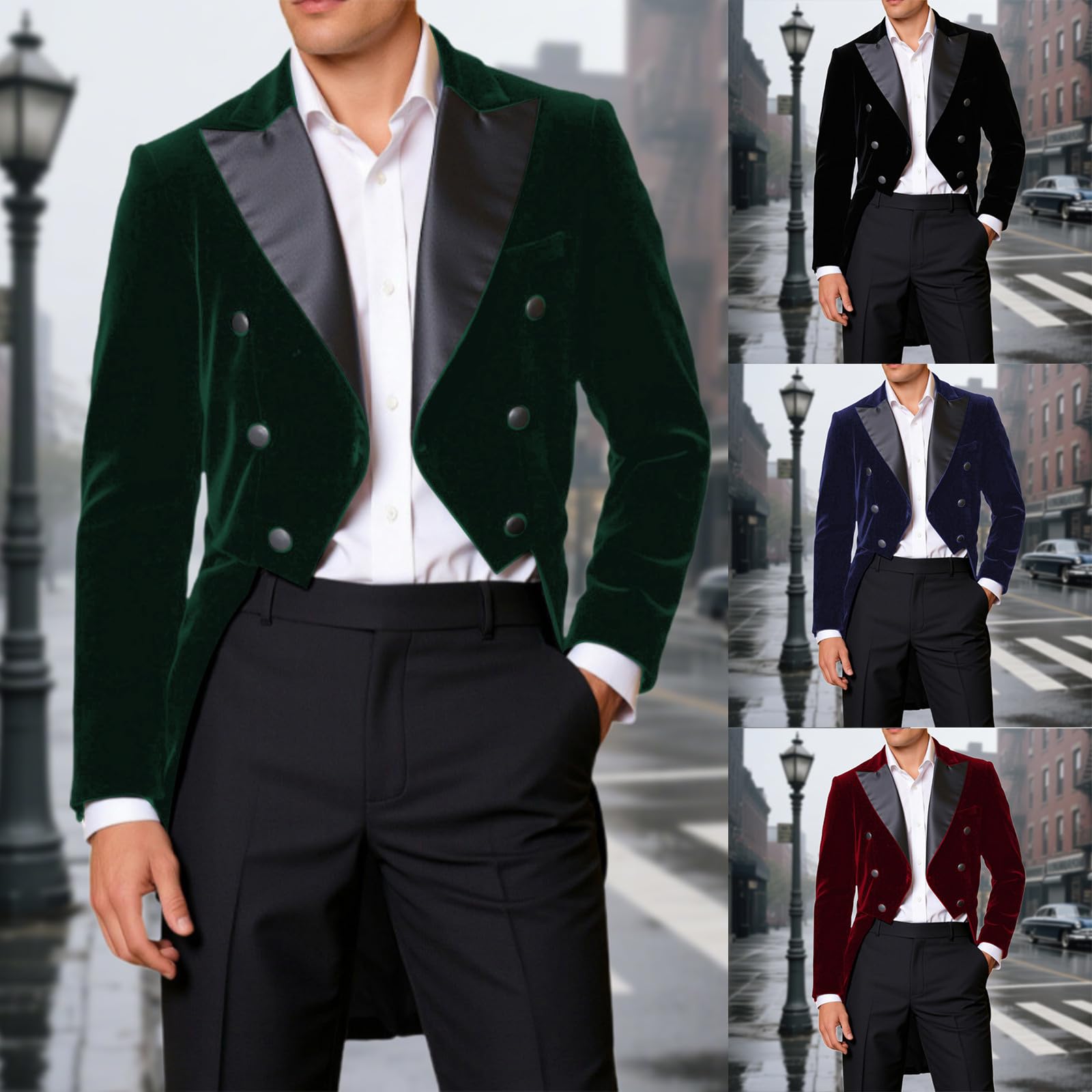Costume De Cérémonie Queue-De-Pie Smoking Pour Homme Avec Veste Slim Fit Manteau Mariage Décontracté Revers Victorien