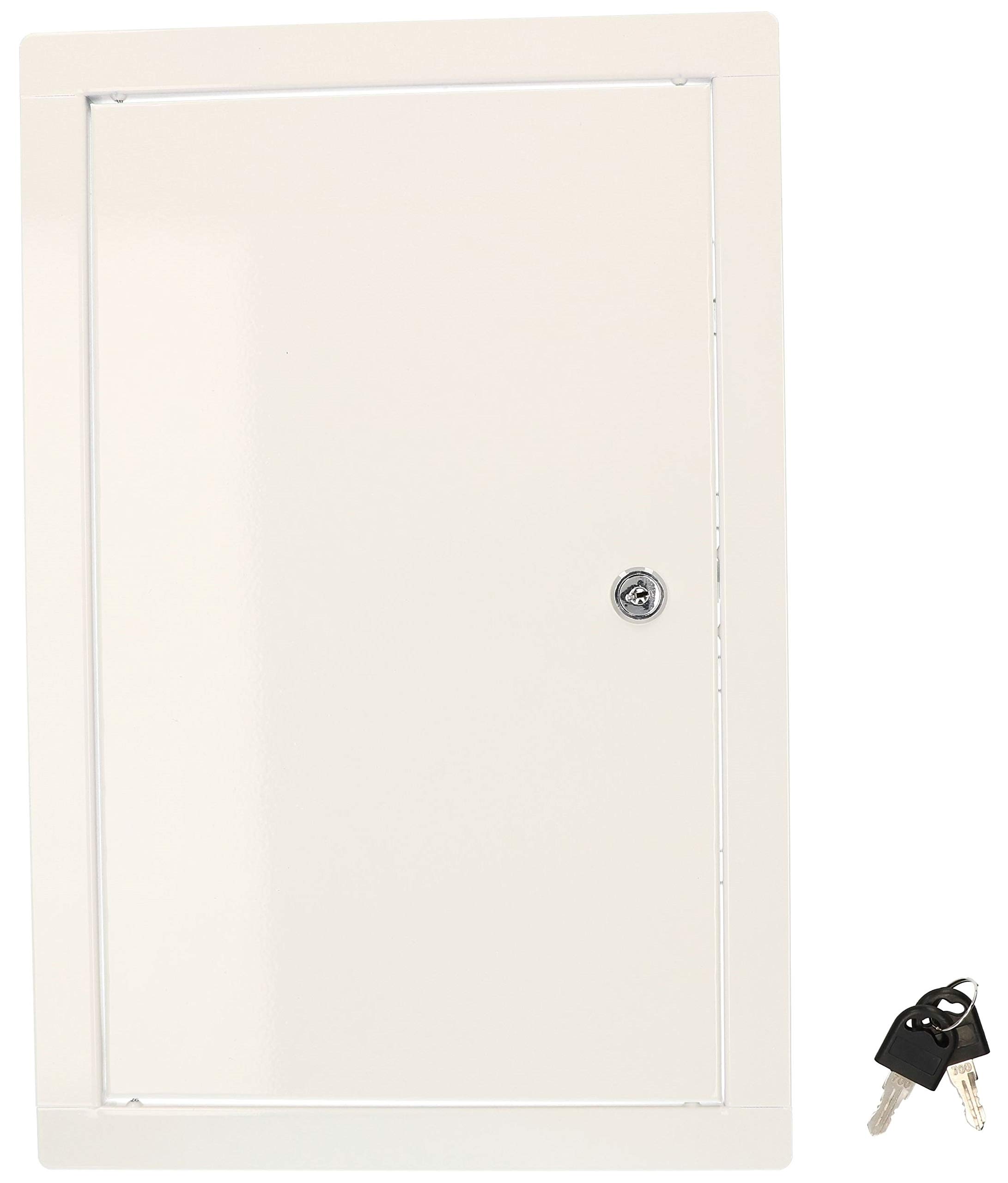 KOTARBAU® Puerta de inspección, 20 x 40 cm, Acero inoxidable, Panel de acceso, Compuerta de fácil acceso, Puerta de revisión, Trampilla para pared o techo, Blanca, Cerradura con llave