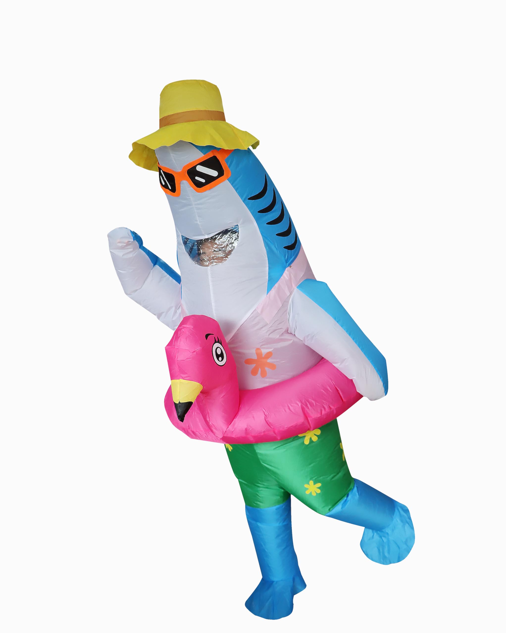 FXICH Costume de Requin Gonflable pour Adulte - Déguisement Amusant pour Halloween - Bleu