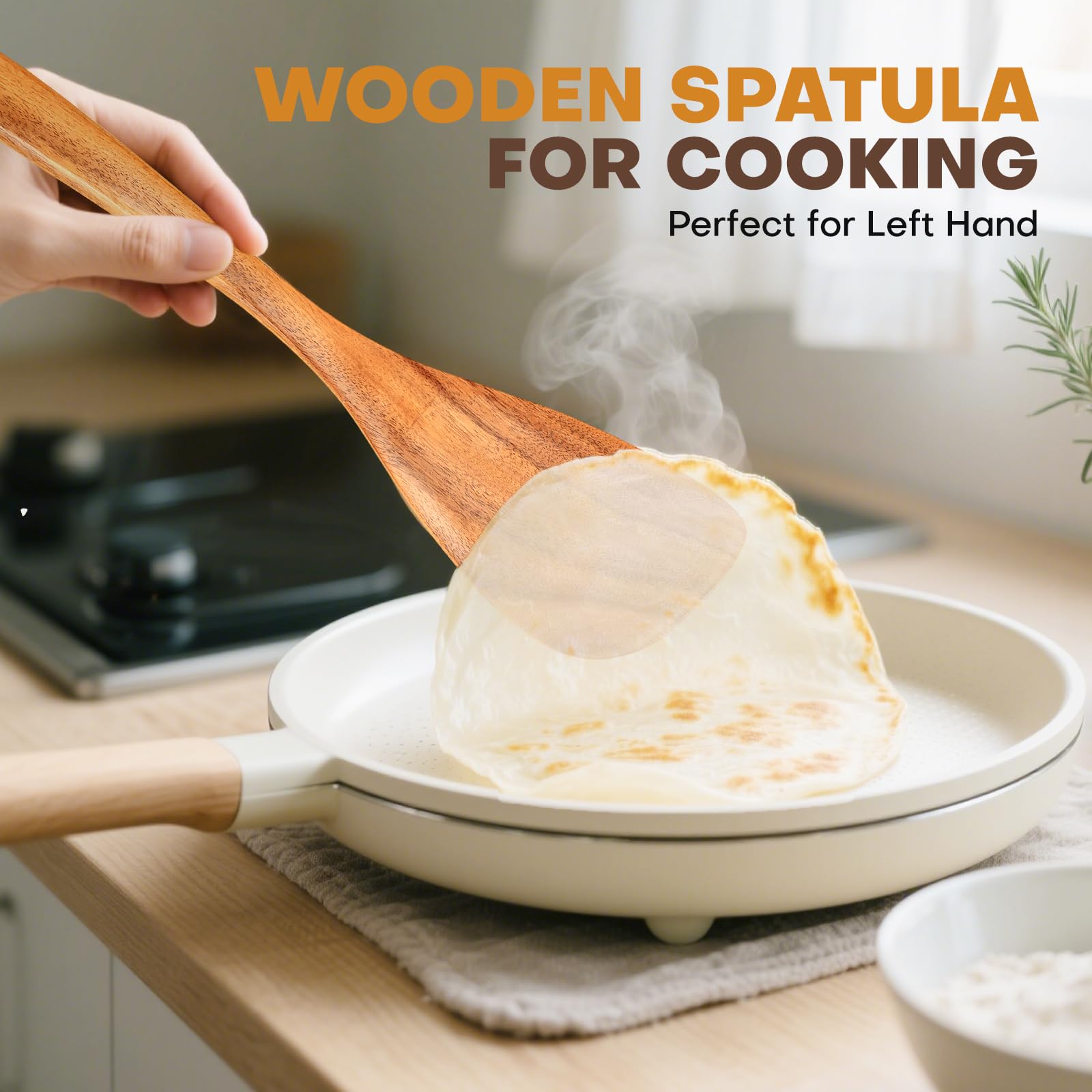Left Handed Wooden Spatula for Cooking,EOHASA 12