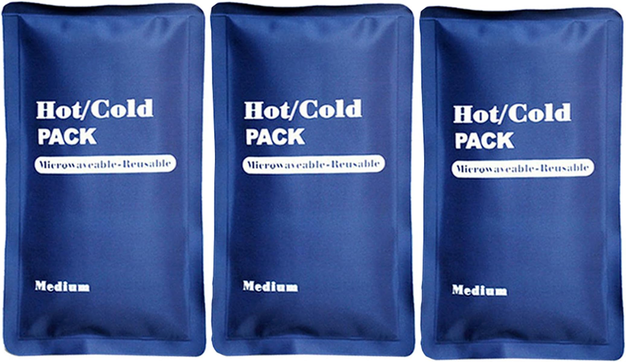 3 Pack Hot and Cold Gel Packs - 13 cm x 28 cm Reusable Microwaveable Heat Pack for Pain Relief - Long-Lasting Therapy with Soft Nylon Cover - Flexible Design for Stomach, Back, Neck & Legs