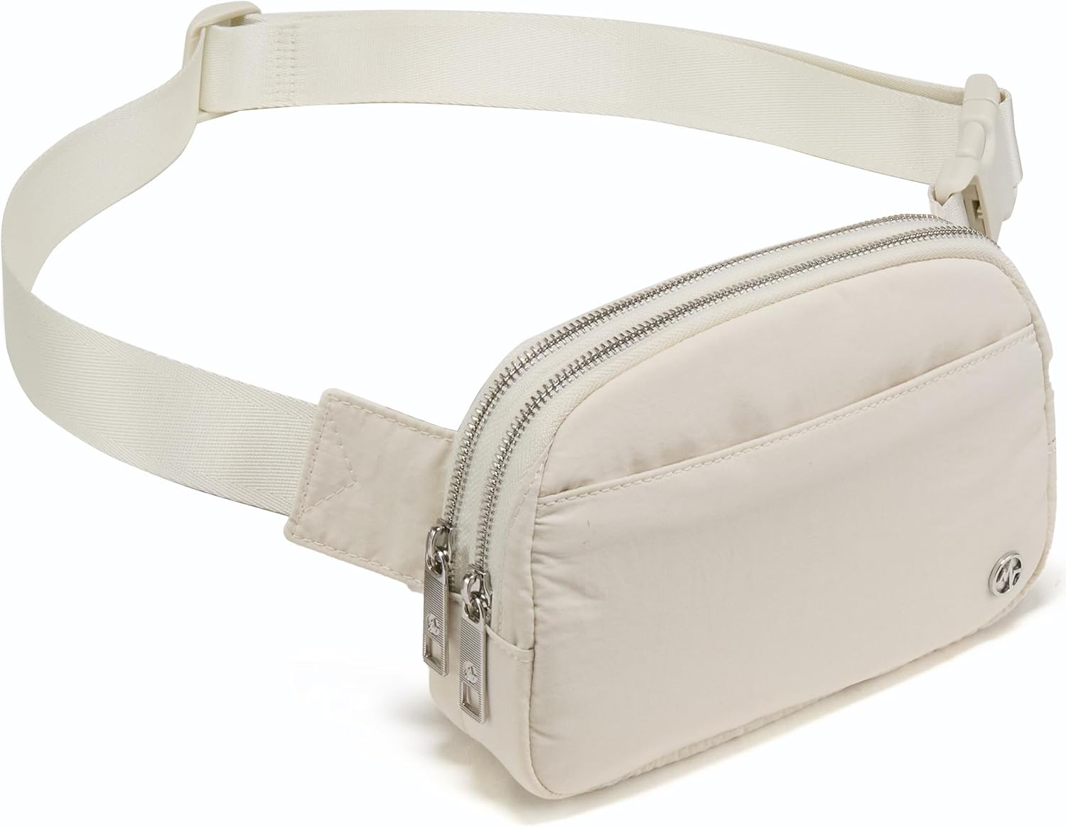 Pander Everywhere Belt Bag for Women, 5 Zipper Pockets Nylon Crossbody Fanny Pack Purse (White Opal)