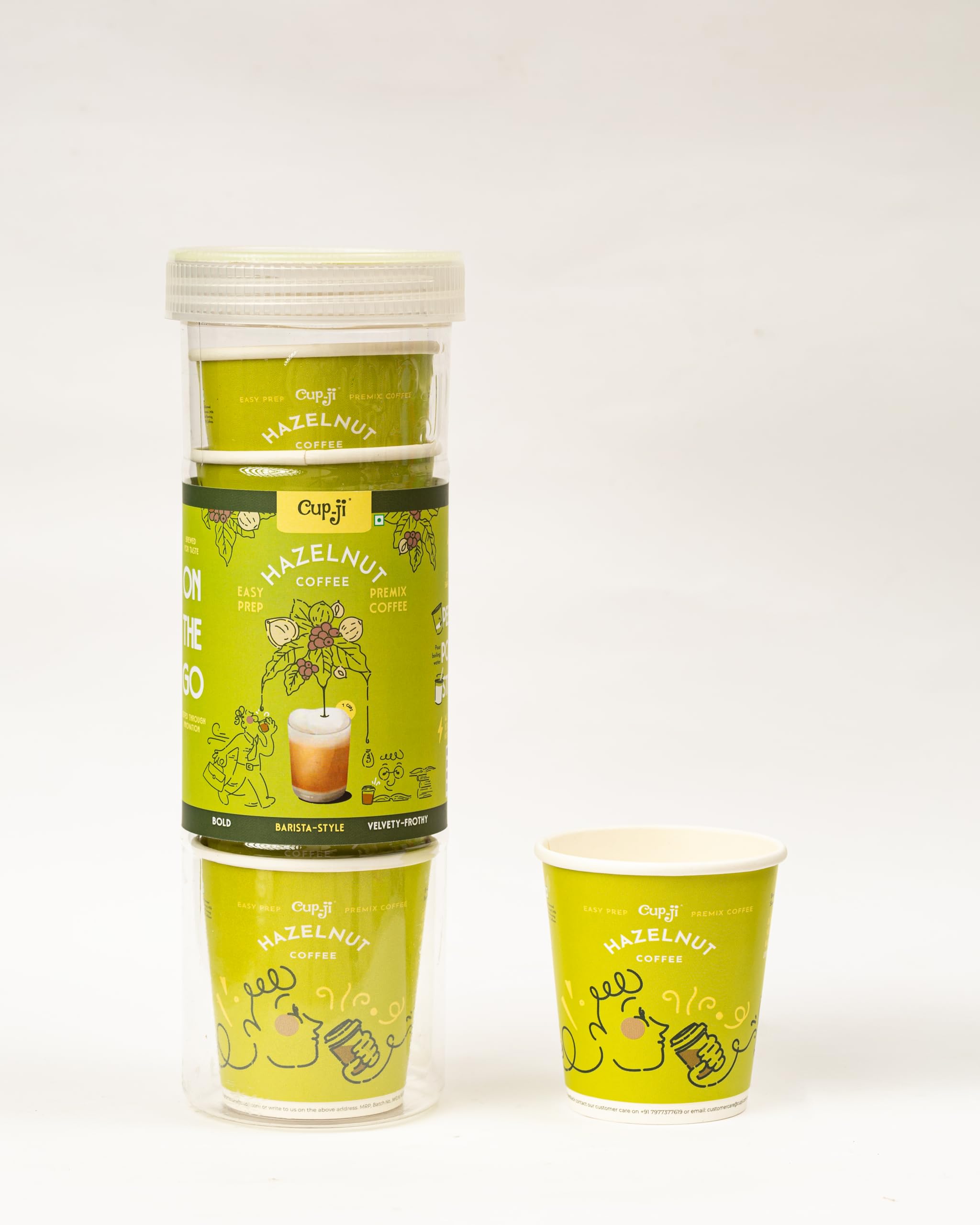 Cup-Ji Hazelnut Coffee Premix Cups | Coffee Premix | Bold & Frothy Coffee | Cafe Style | 7 Cups | No Added Sugar | On the Go | Easy Prep | For Office and Travel