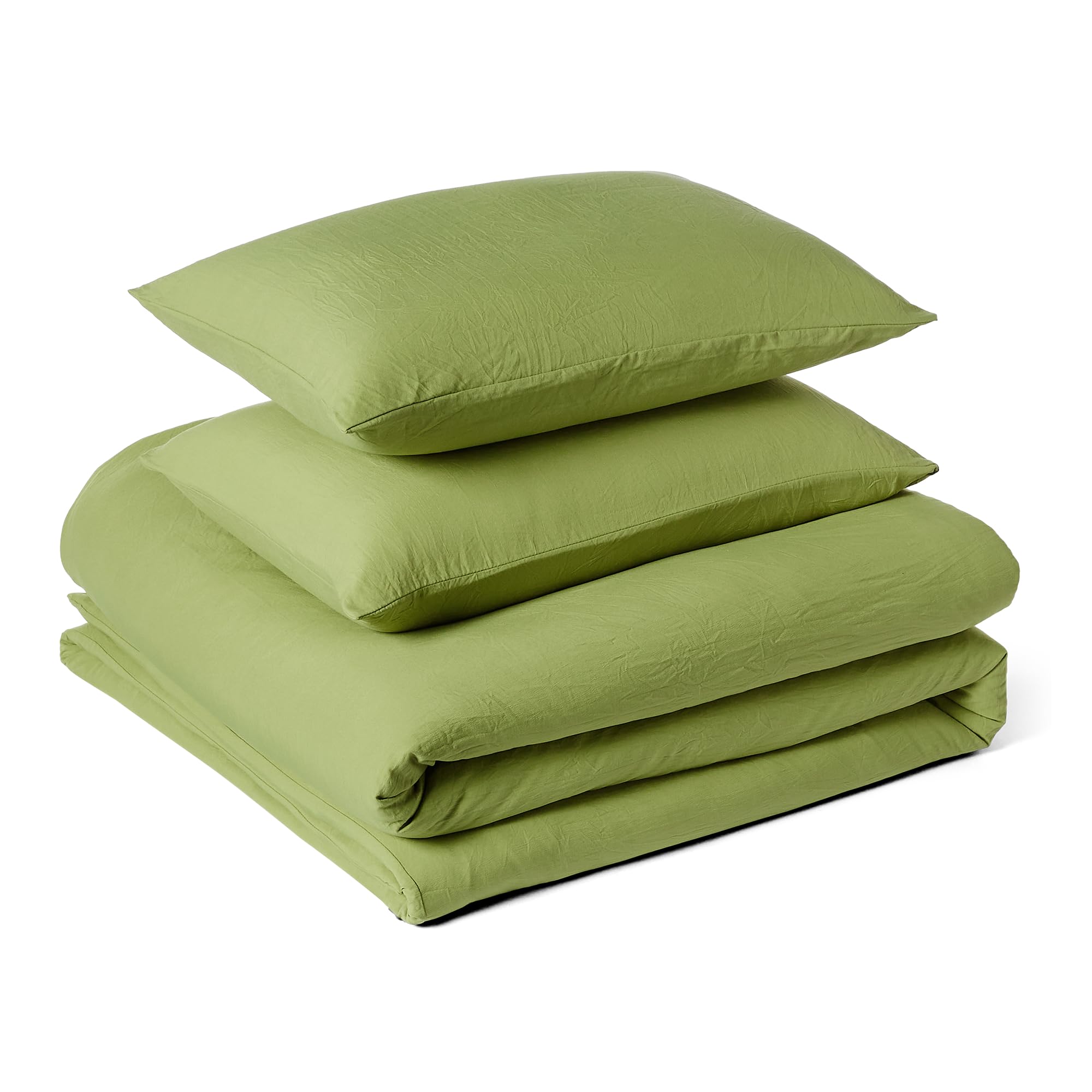 Amazon Basics Juego de Funda Nórdica Cama 150/160 de Microfibra Cepillada, Extrasuave con Textura Natural, 3 Piezas, Funda de edredón 240 x 220 cm y 2 Fundas de Almohada 50 x 80 cm, Verde Global Recycled Standard Global Recycled Standard Global Recycled Standard