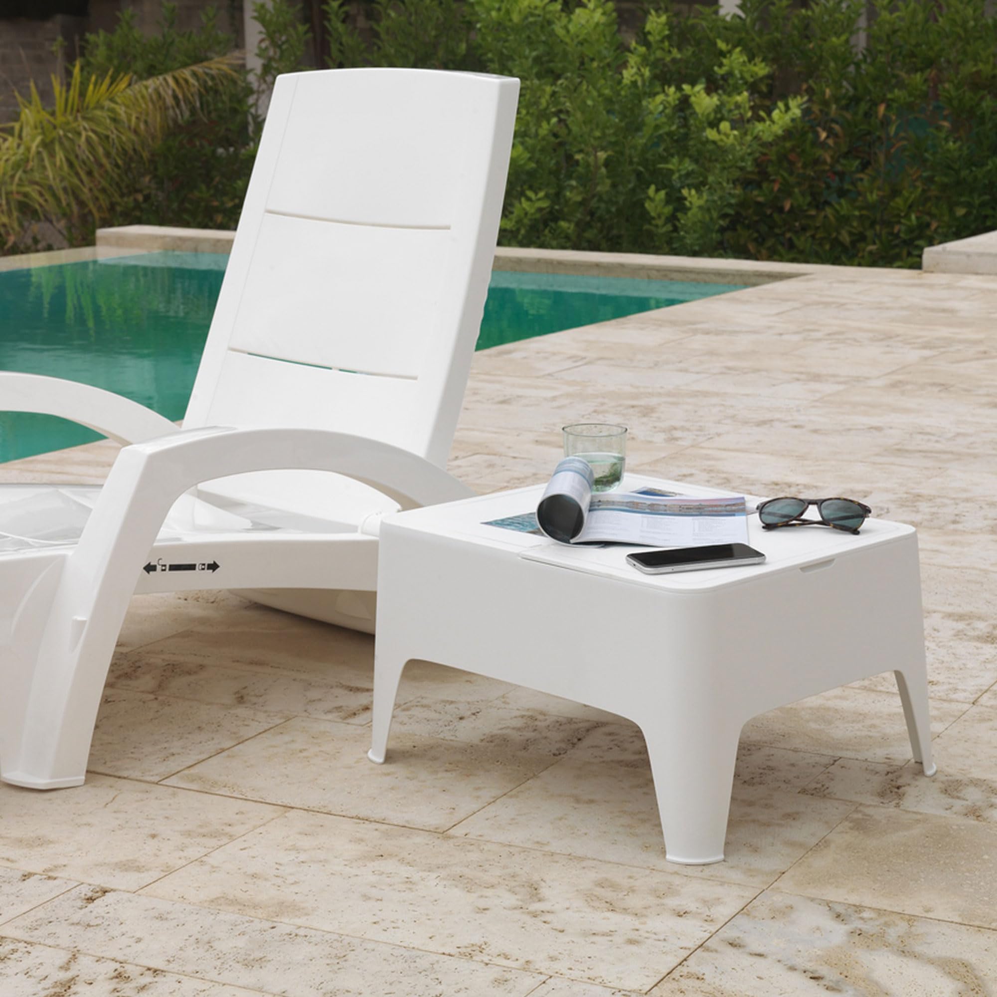 Shaf Alaska Tavolino Da Giardino 58 x 48 x 30 cm Bianco
