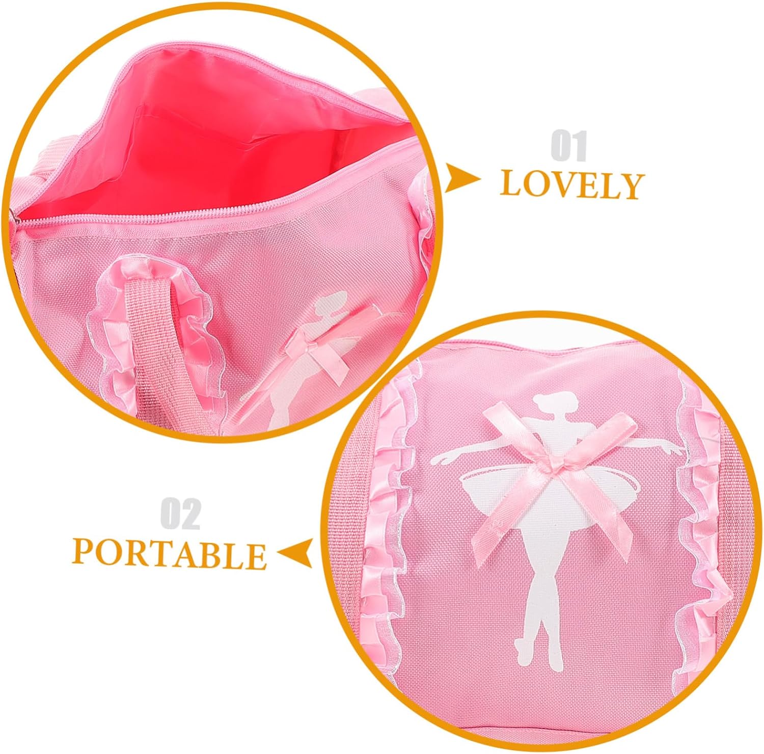 Ipetboom Ballet Dance Bag for Girls Lightweight Shoulder Bag Oxford Cloth Adjustable Strap Perfect for