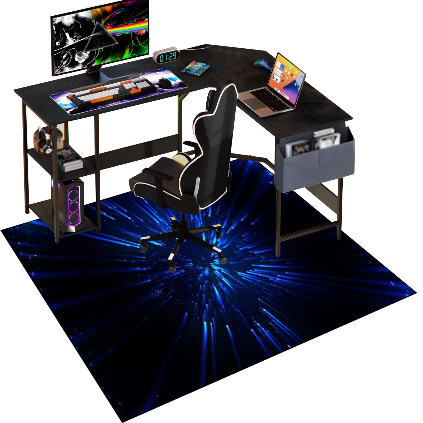 Gaming Chair Mat for Hardwood Floor 140 x 160 cm Anti-Slip Floor Protector Mat Non-Slip Floor Protection Mat Desk Chair Mat for Carpets Gaming Computer Chair Mat for Gaming Room Home Office Decor