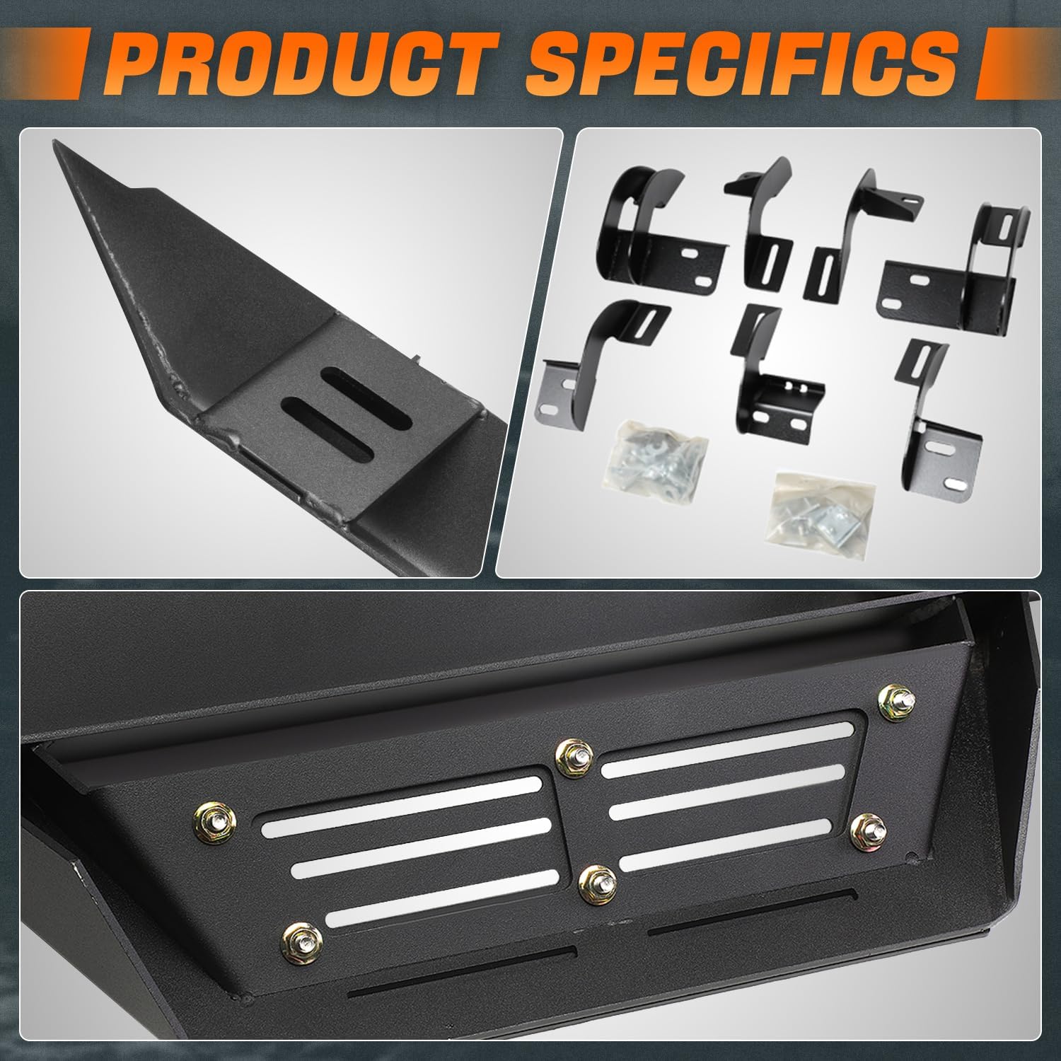 3 in. OD Aluminum Drop Step Nerf Bars Compatible with 09-18 Ram 1500 10-20 2500 3500 Crew Cab CAAP-STEPS021-G222