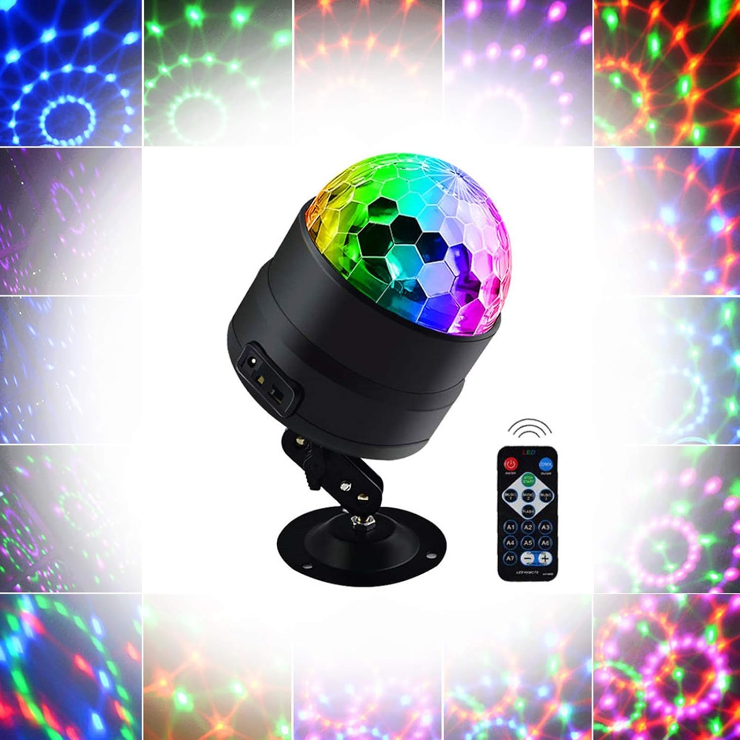 Party Disco Ball Light, Sound Activated Party Lights with Remote Control, Strobe Lamp for Home Room Dance Parties Birthday DJ Bar Karaoke Xmas Wedding Show Club Pub,USB (USB)