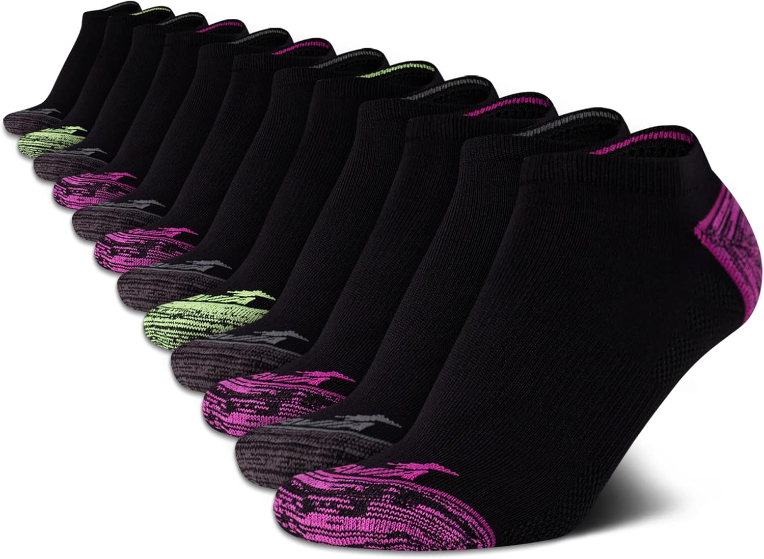 Avia Womens No Show Socks - 12 Pack Soft Stretch Moisture Wicking Athletic Low Cut Socks for Women (Size 4-9, Extended: 9-12)