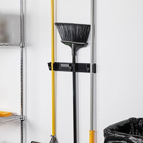 Miniatura 4 de Restaurantware Soporte para trapeador de 17.7 pulgadas, plástico negro, 3 ranuras personalizables, tornillos incluidos