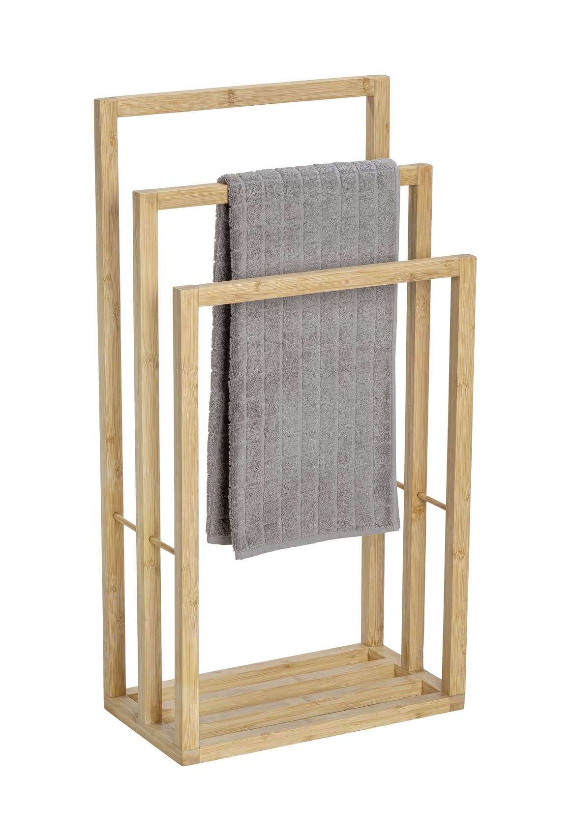 Wenko Portasciugamani in Bambù con 3 Aste per Riporre Gli Asciugamani, 42.5 x 82 x 23.5 cm, Naturale