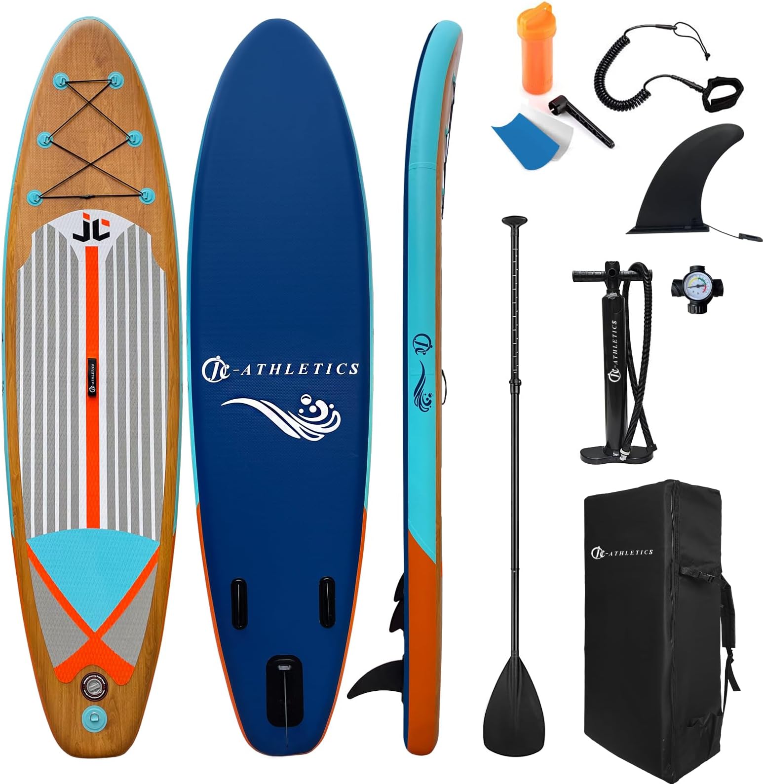 Inflatable Stand Up Paddle Board (6 Inches Thick), ISUP Package W/Premium SUP Accessories & Backpack, Non-Slip Deck,Fins, Adjustable Paddle, Leash, Hand Pump,Standing Boat for Youth &