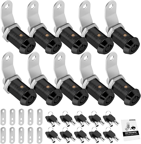 Miniatura 26 de Paquete de 10 cerraduras de gabinete con llaves, cerraduras de almacenamiento para RV de 1-1/2" con llave similar, cerraduras para puerta de Cromo -