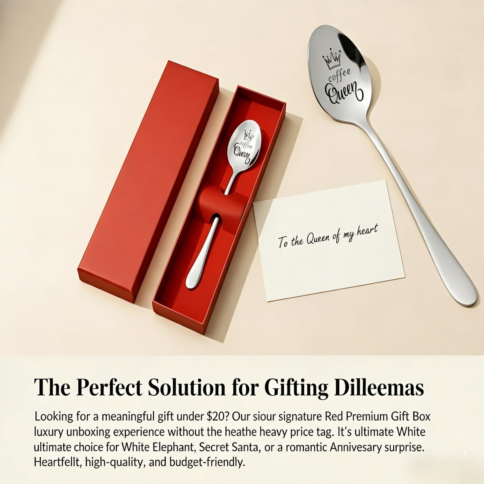 Coffee Gifts Spoons with Gift Box for Women Coffee Lovers Coffee Queen Spoon for Friend Wife Coffee Lover Gift for Coffee Drinkers Women Birthday Gift for Mom Funny gift
