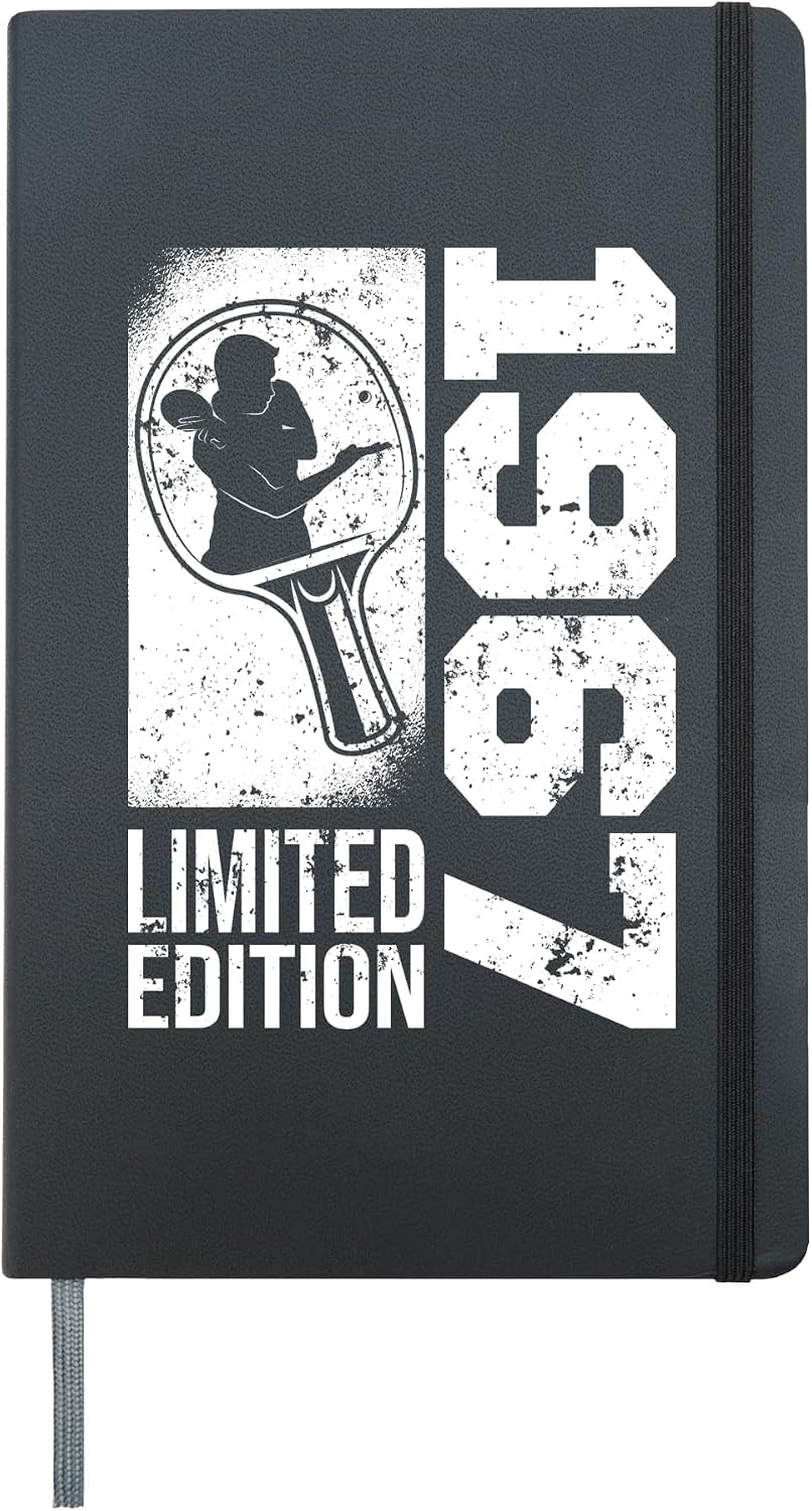 Table-Tennis Player Vintage born 1967 Birthday Ping-Pong Hardcover Journal, Black