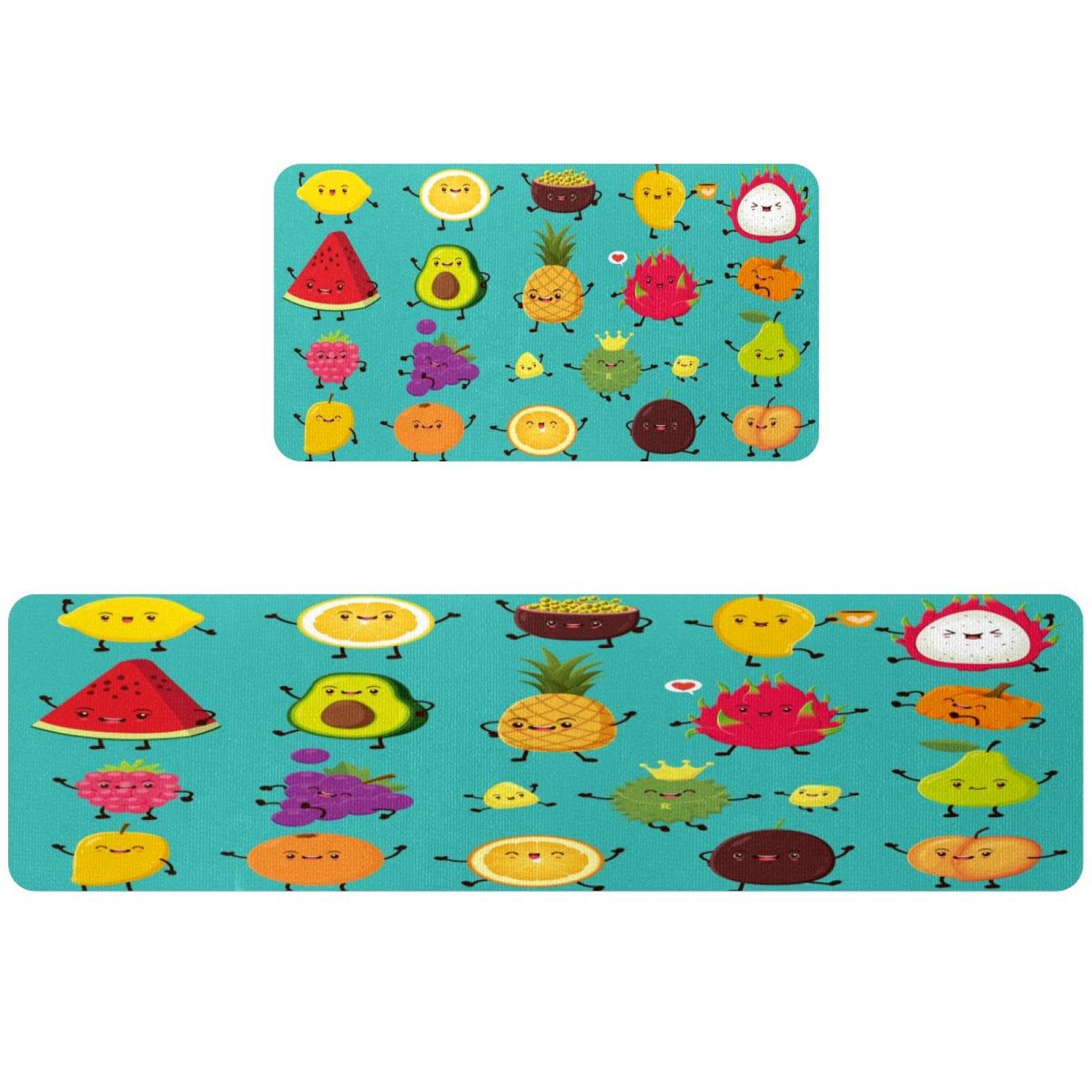 Tapis de cuisine antidérapant lot de 2 lavables motif fruits dessin animé
